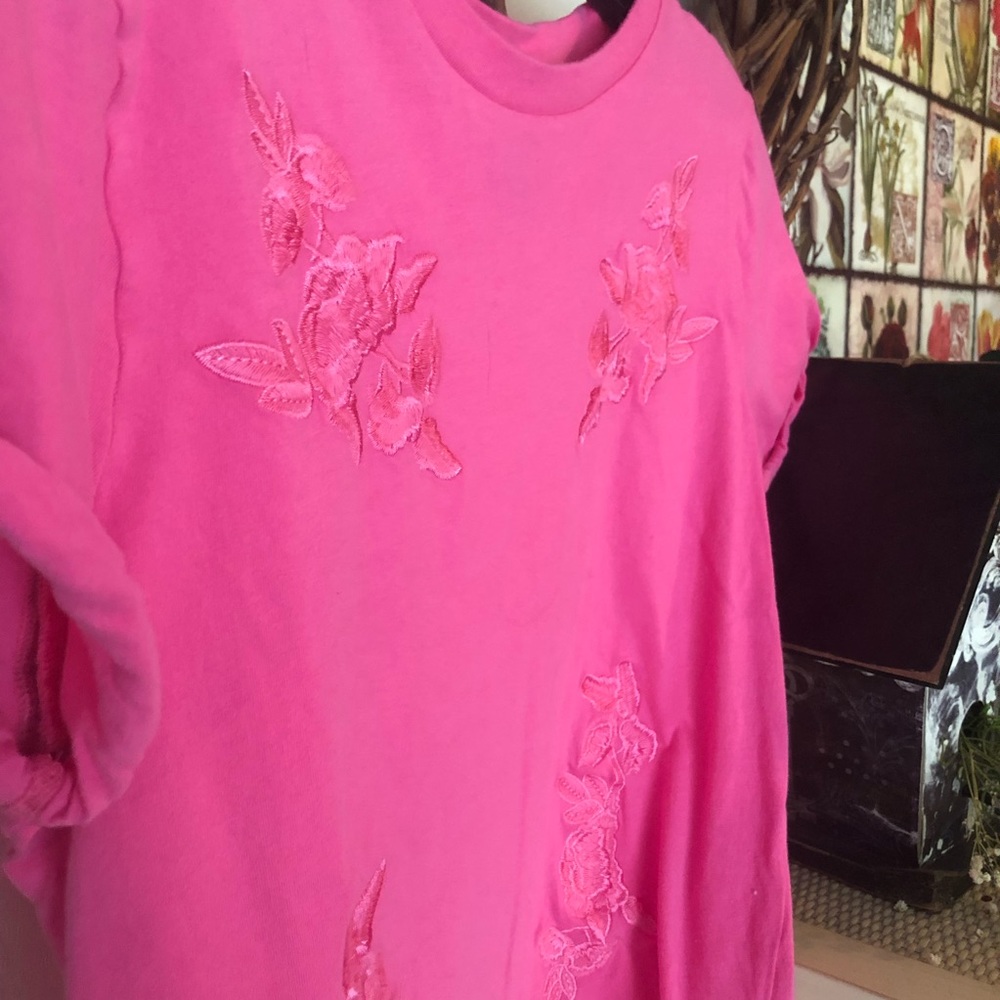 Pink Rose Embroidered Tee